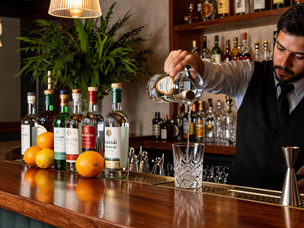 Clase Azul Tequila elegantly poured into glass at a sophisticated bar.