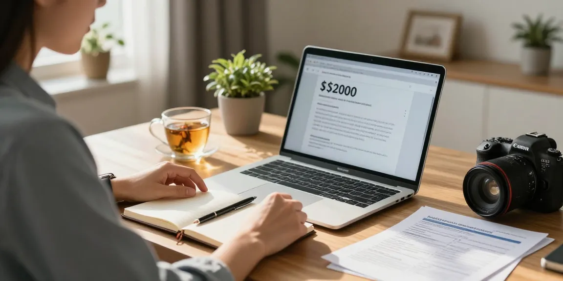 Individual reviewing options for an online $2000 loan in a cozy home office.