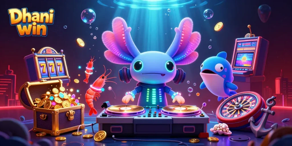 Dhani win captures exhilarating gaming moments with vibrant characters and rich casino elements.