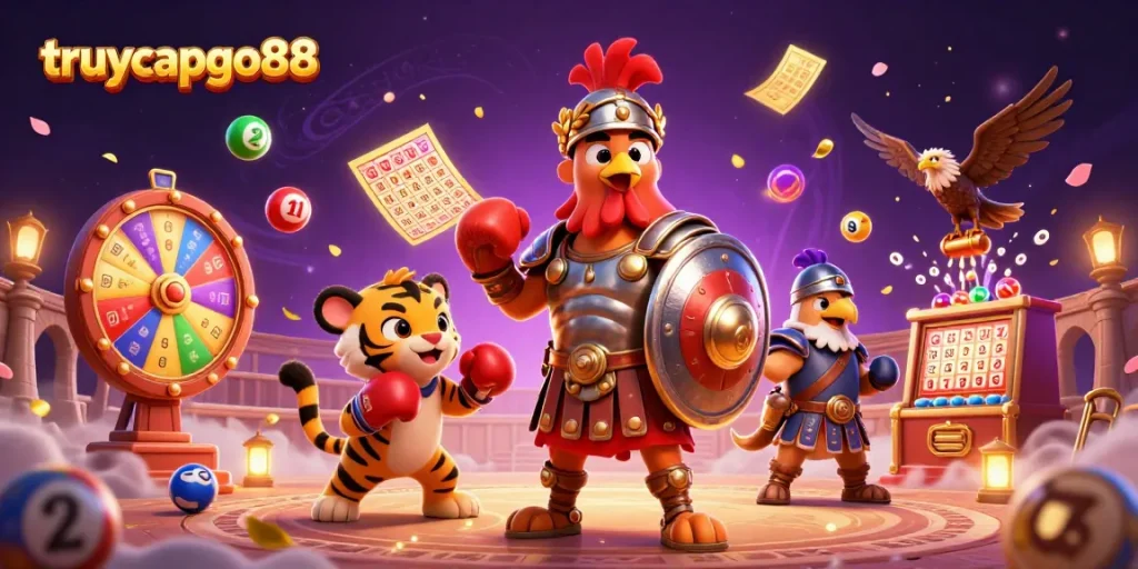 Engage with the thrills of truycapgo88's dynamic gaming experience featuring colorful elements and characters.